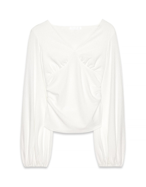 NA-KD – Bluse in Wollweiß mit voluminösen Ärmeln, 4 von 5
