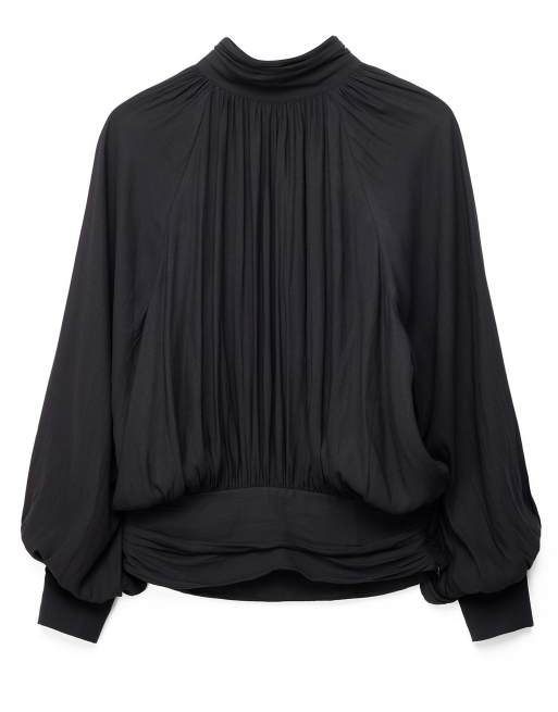 NA-KD Bluse mit Ballonärmeln und Rückenausschnitt in Schwarz, 4 von 5