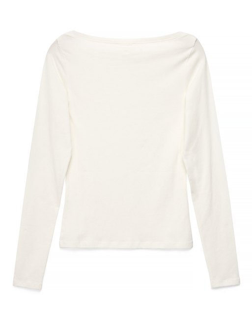 NA-KD Boat neck long sleeve top in offwhite, 5 of 5