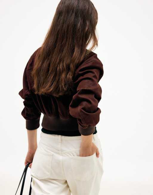 NA-KD bomber en daim synthétique bordeaux, 3 de 5