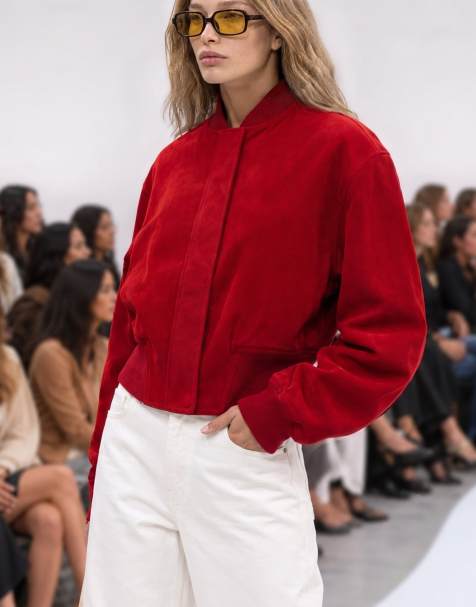 NA-KD Bomberjacke in roter Wildlederoptik - view 1