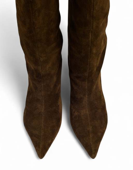 NA-KD bottes hauteur genou en daim marron kaki, 4 de 5