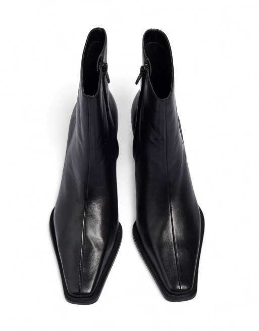 NA-KD bottines en cuir à talon carré noires, 4 de 5