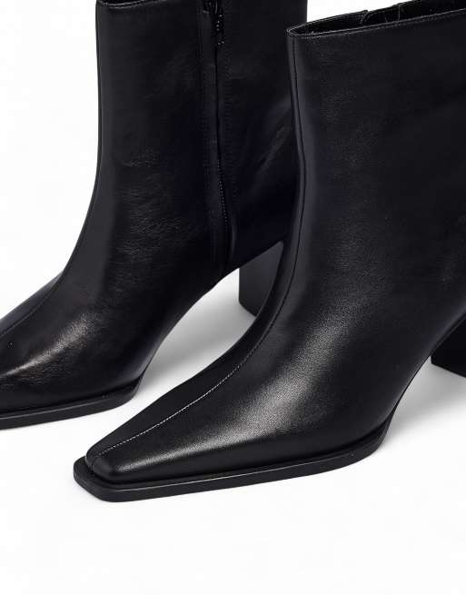 NA-KD bottines en cuir à talon carré noires, 5 de 5