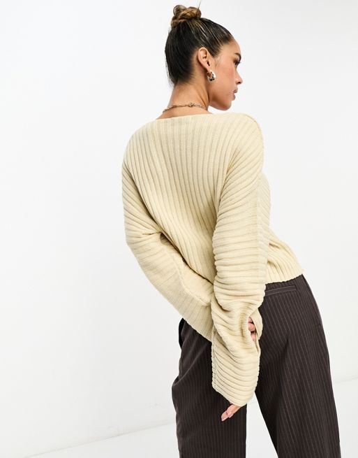 Knitted braided sweater - Woman