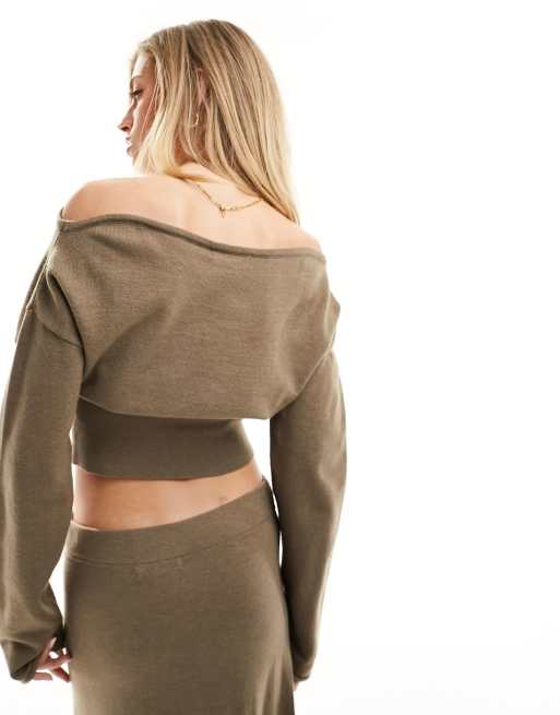 NA-KD – Brązowy sweter z dekoltem w łódkę, część zestawu, 4 z 4