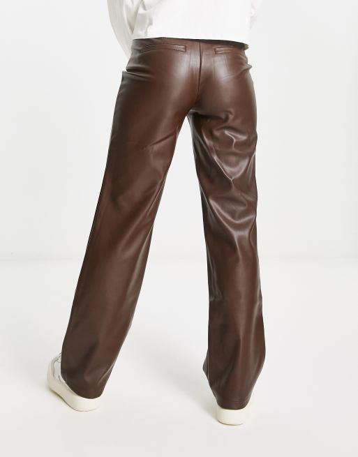NA-KD - Broek van imitatieleer met rechte pijpen in bruin , 2 van 4