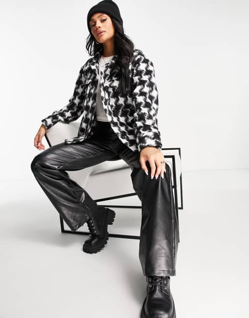 NA-KD brushed jacket in check