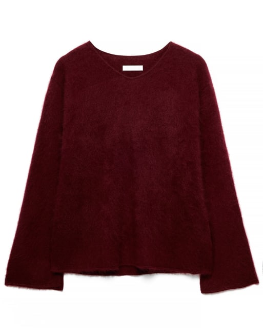 NA-KD Brushed wool knitted sweater in burgundy, 4 of 5