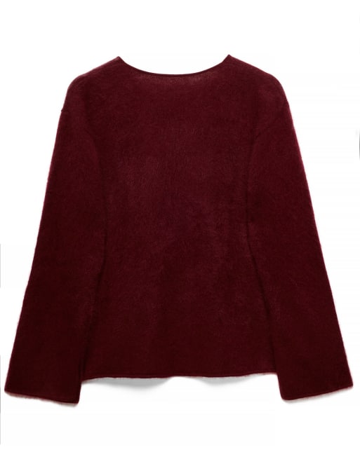 NA-KD Brushed wool knitted sweater in burgundy, 5 of 5