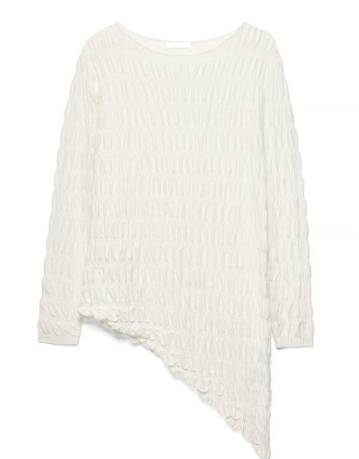 NA-KD Bubble knit asymmetric top in offwhite, 5 of 5