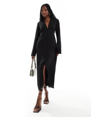 NA-KD NA-KD button down midi dress in black
