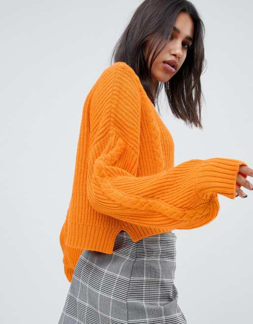 Orange balloon shop sleeve sweater