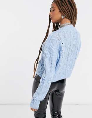 light blue knit cardigan