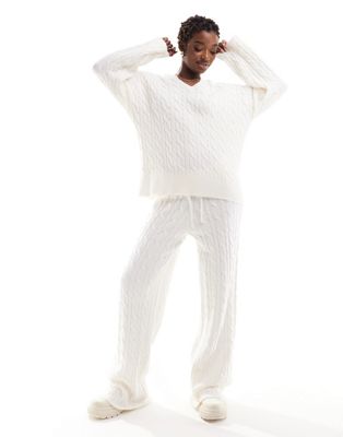 NA-KD cable knit straight leg trouser co-ord in off white - ASOS Price Checker