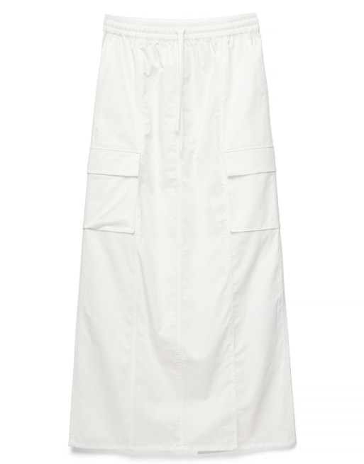 NA-KD Cargo cotton maxi skirt in white, 4 of 5