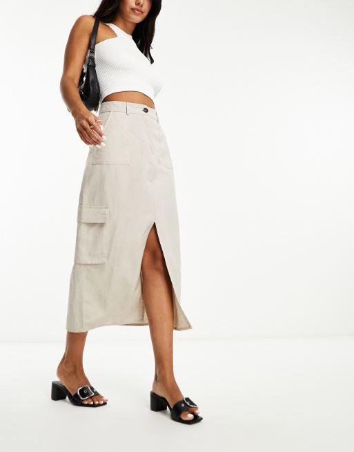 Linen midi skirt with hot sale pockets