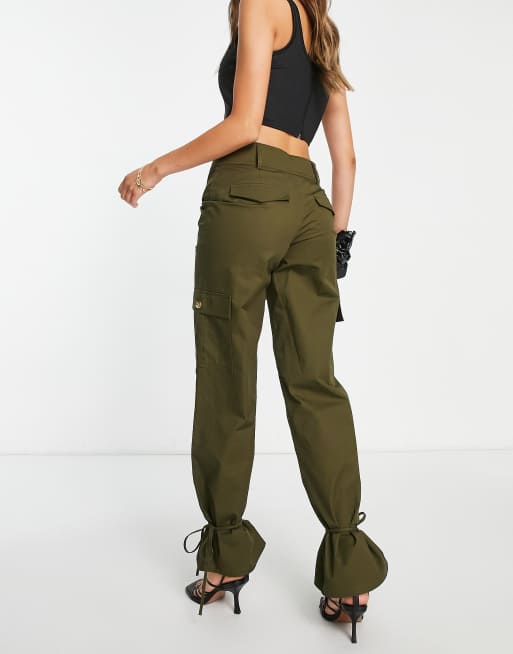 Olive Solid Ankle-Length Casual Women Cargo Fit Trousers - Selling Fast at