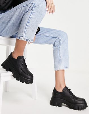 Femme NA-KD - Chaussures richelieu chunky - Noir