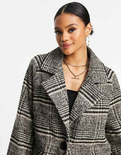 Black and white outlet check coat womens