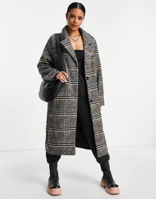 Checked oversized coat sale