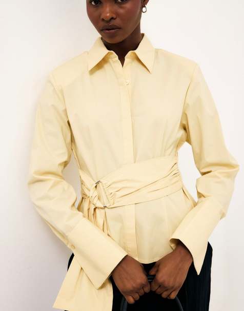 NA-KD chemise cintrée avec détail ceinture jaune - view 1
