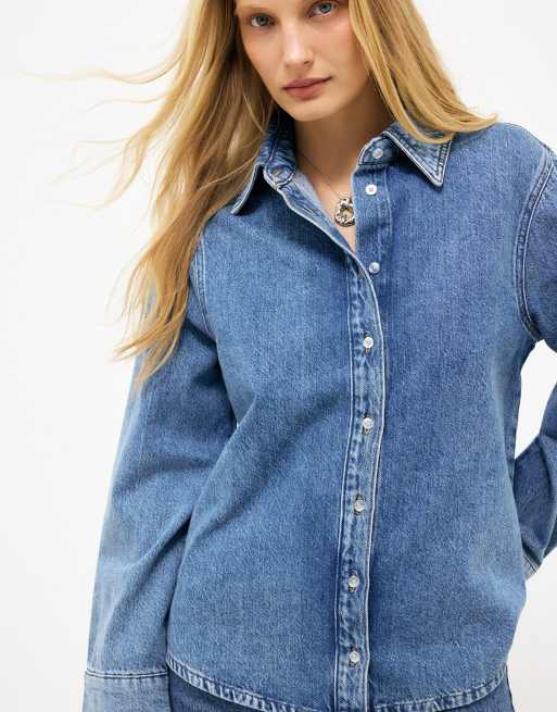 NA-KD - Chemise classique en jean - Bleu clair, 4 de 5