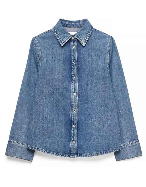 NA-KD - Chemise classique en jean - Bleu clair, 5 de 5