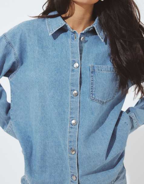 NA-KD - Chemise en jean - Bleu clair - view 1