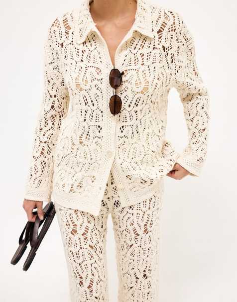 NA-KD - Chemise en maille au crochet - Crème - view 1