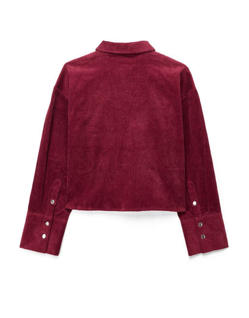 NA-KD chemise en velours côtelé coupe carrée bordeaux, 5 de 5