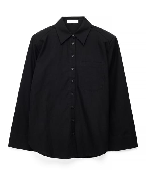 NA-KD chemise oversize à épaulettes noire, 4 de 5