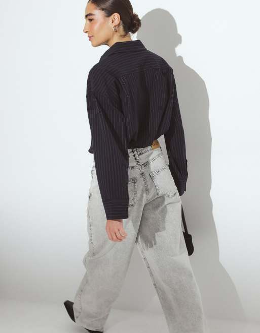 NA-KD - Chemise oversize à rayures - Bleu marine, 3 de 5