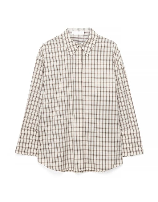 NA-KD chemise oversize en coton avec détail aux poignets à carreaux crème, 4 de 5