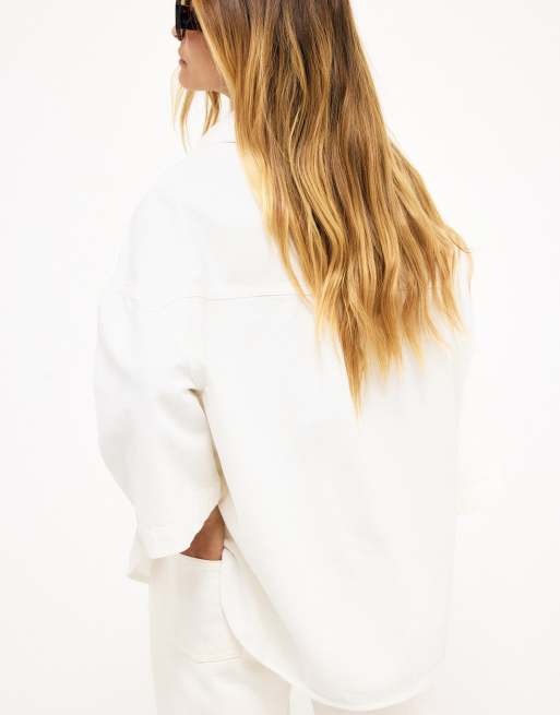 NA-KD - Chemise oversize en jean à manches courtes - Blanc, 2 de 5
