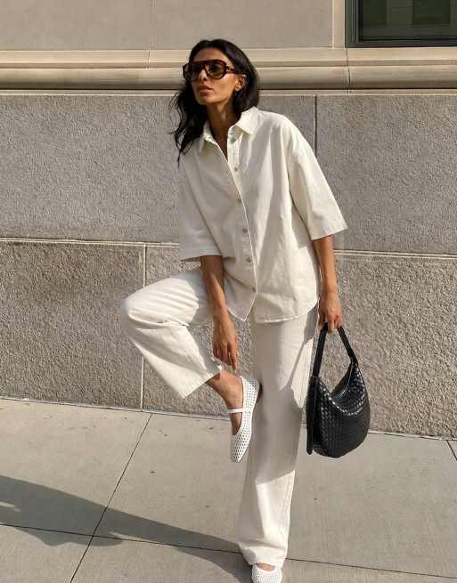 NA-KD - Chemise oversize en jean à manches courtes - Blanc, 4 de 5
