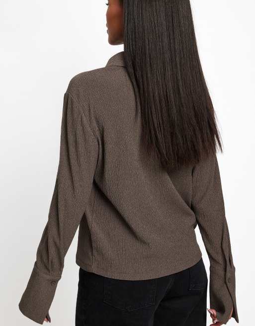 NA-KD - Chemise structurée à manches longues avec poche - Marron, 2 de 5