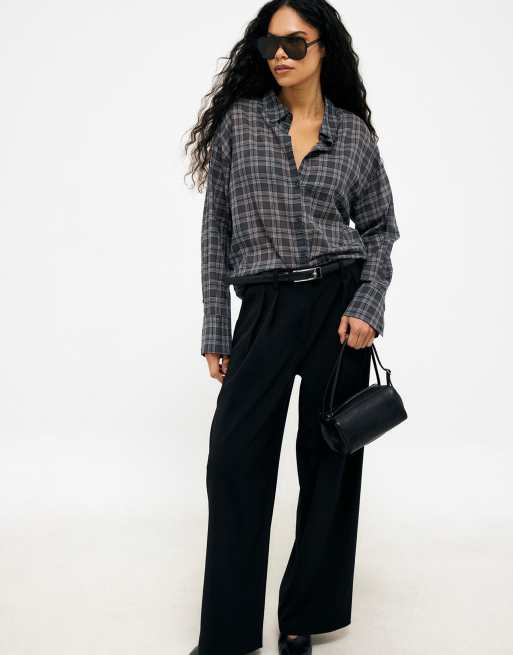 NA-KD chemise transparente à carreaux grise, 4 de 5