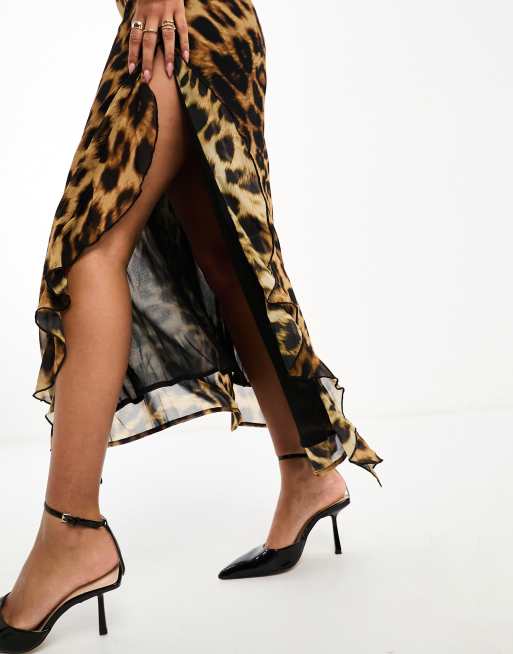 Na-kd leopard shop maxi skirt