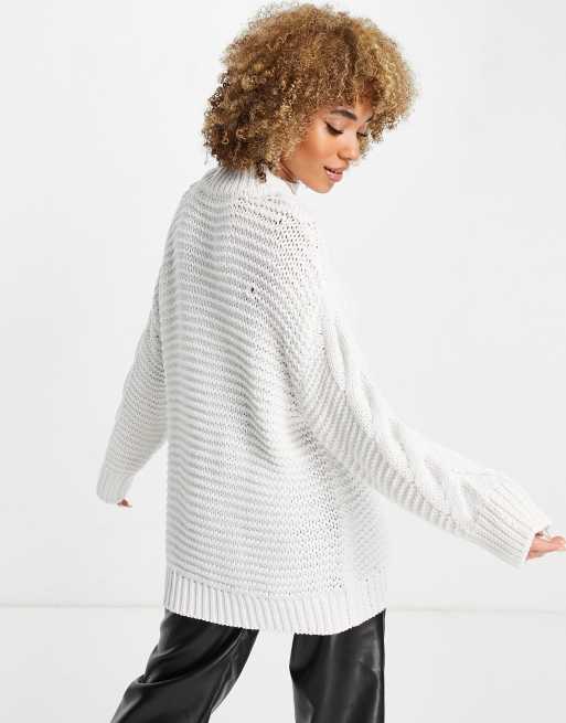 NA-KD chunky cable knitted jumper in white