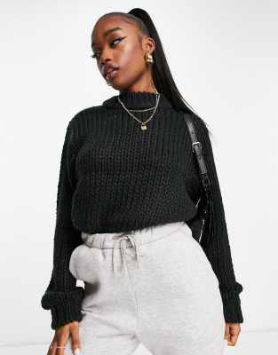 NA-KD chunky knit jumper in black | ASOS