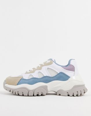 NA-KD chunky pastel mix trainers in light blue