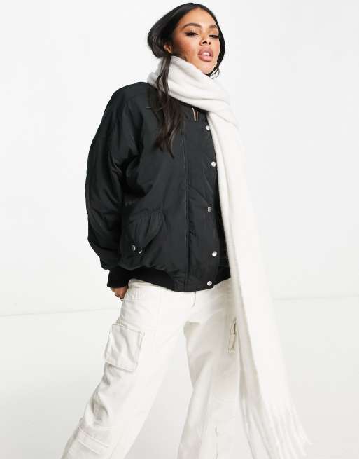 NA-KD chunky soft scarf in off white
