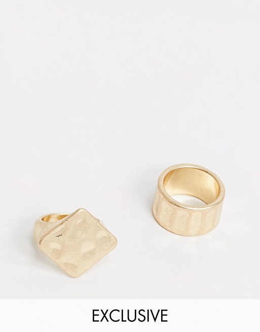 NA-KD chunky vintage style rings in gold