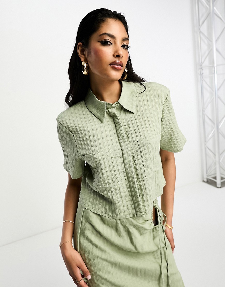NA-KD co-ord button down shirt in soft green