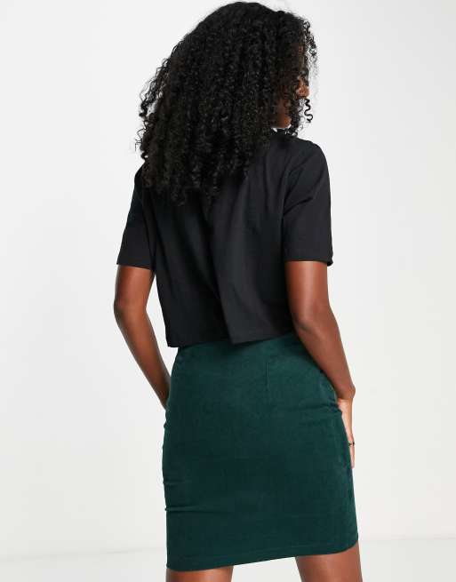 Dark green 2025 corduroy mini skirt