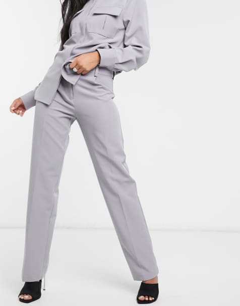 NA-KD co-ord creased straight leg trousers in dusty blue