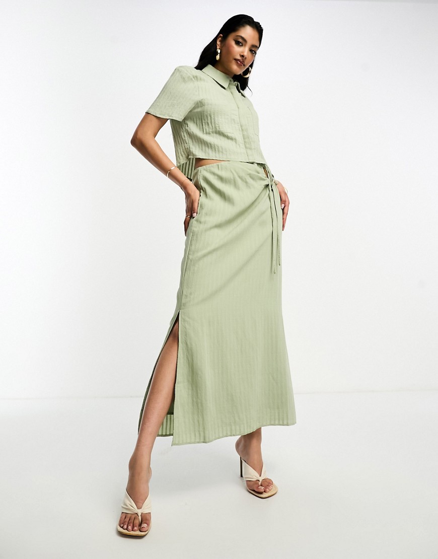 NA-KD co-ord cut out detail midi skirt in soft green