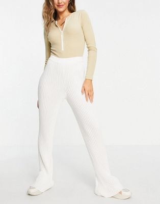 NA-KD co-ord knitted trousers in light beige - ASOS Price Checker