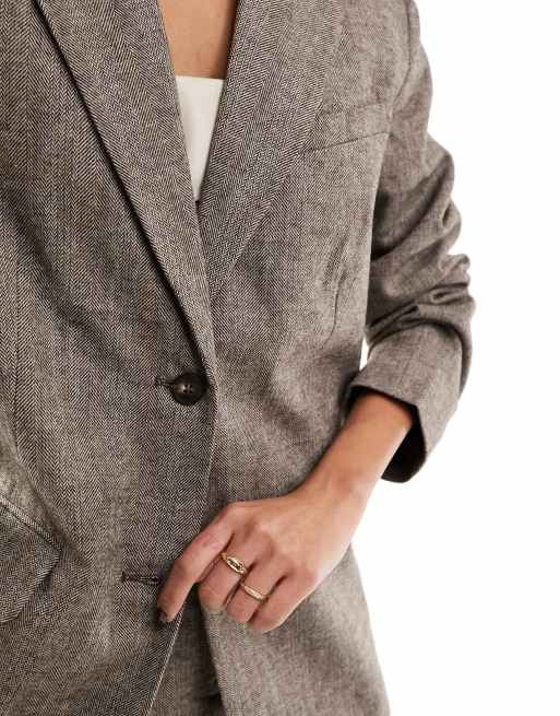 Oversized deals herringbone blazer